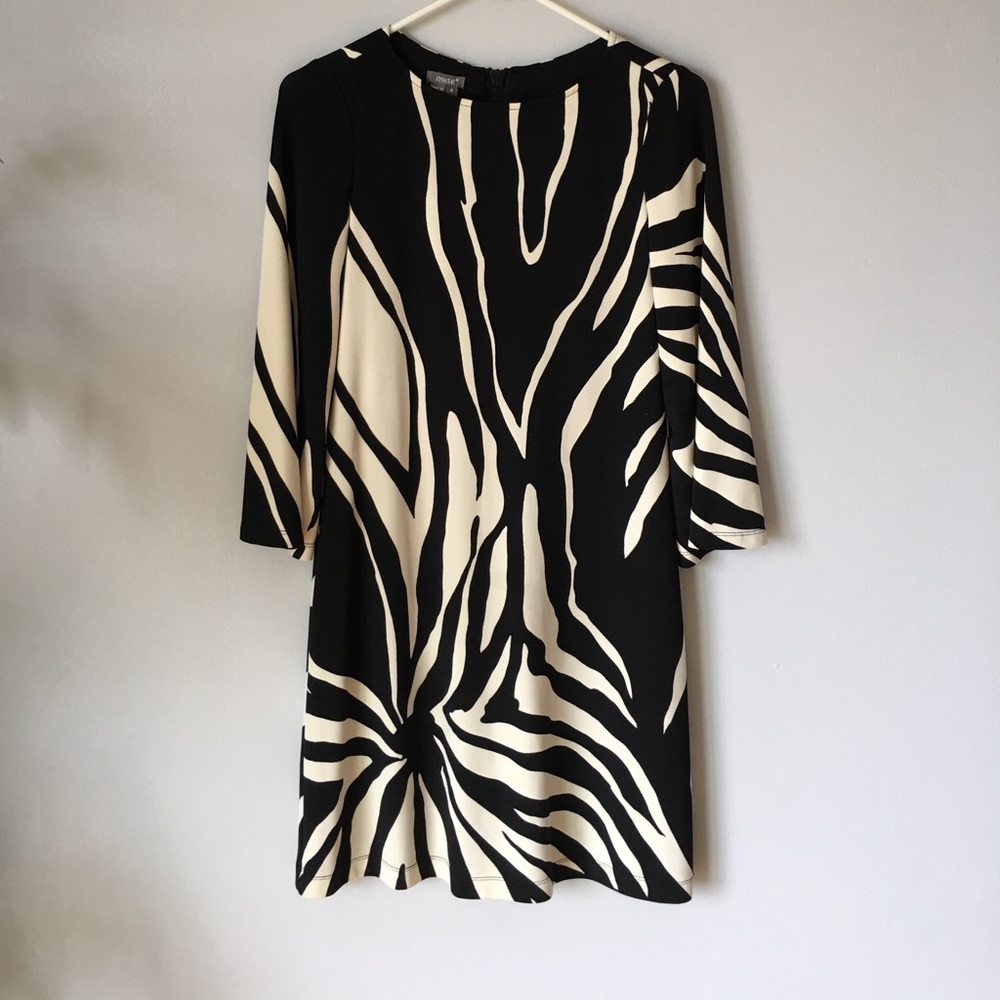 Zebra print bell sleeve muse dress
