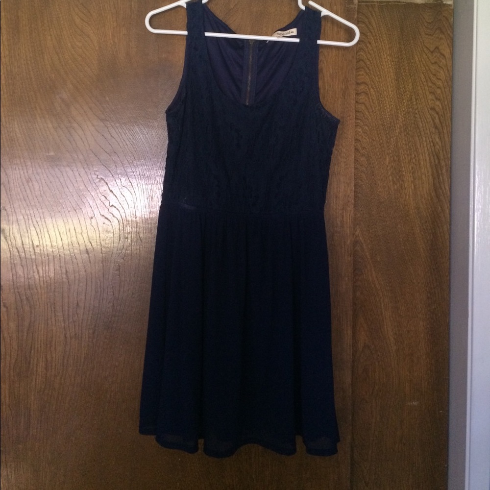 Navy blue crocheted knit top