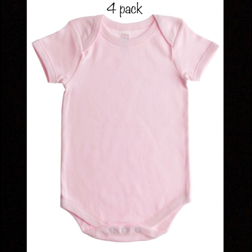 NEW 4 pack envelope neck baby light pink onesies