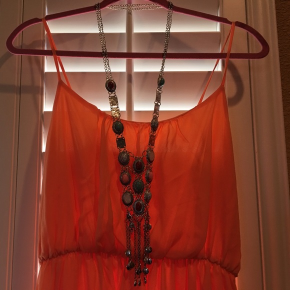 Peach colored high low sundress - Picture 2 of 5
