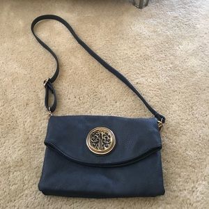 Brand unknown, slate blue crossbody bag