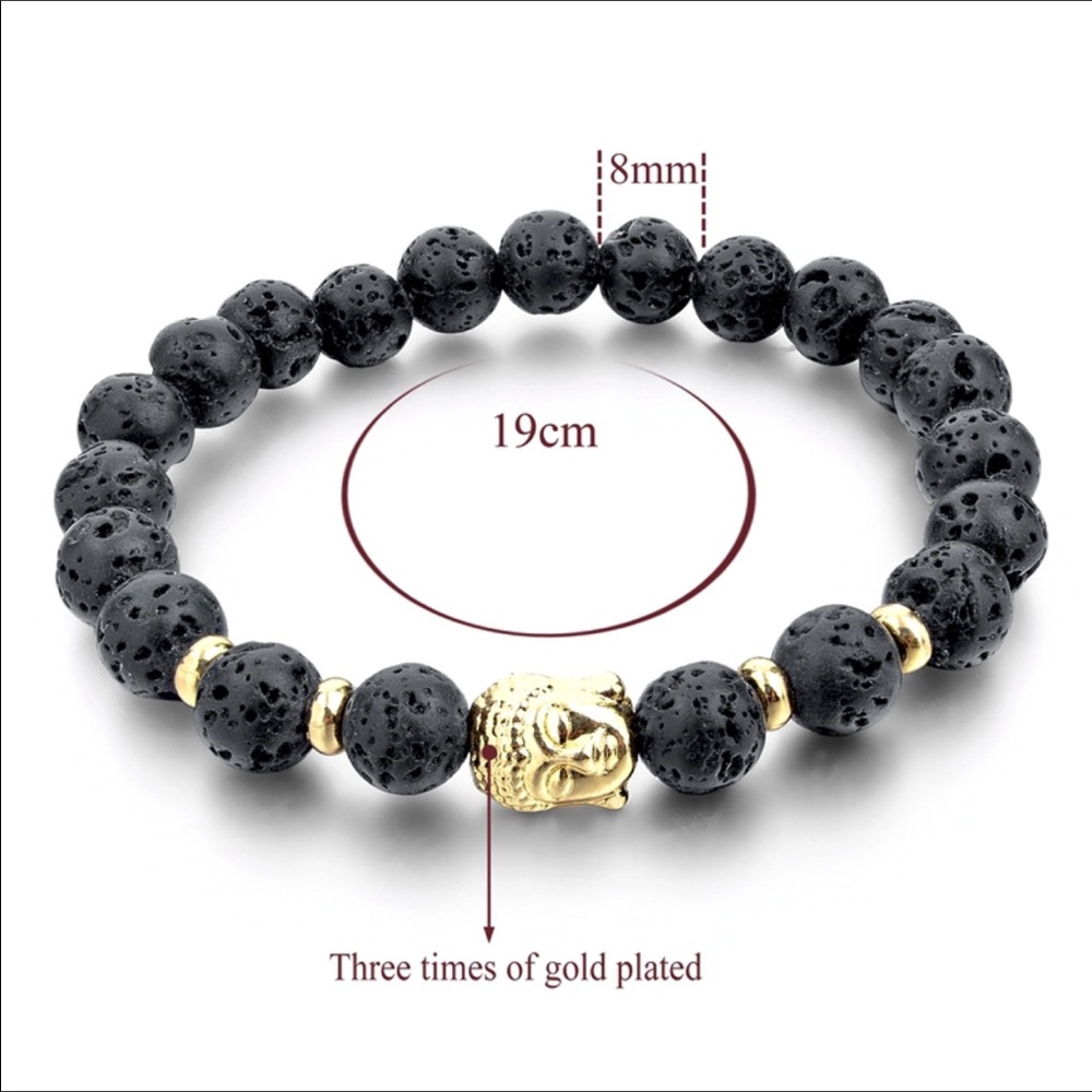 Natural Lava Stone bead Buddha Bracelets Unisex