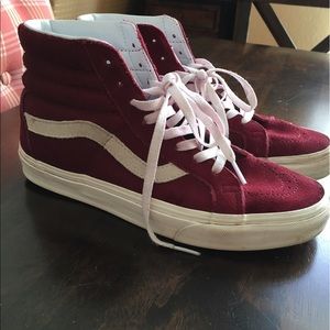 Maroon Vans Sk8-Hi Slim Suede