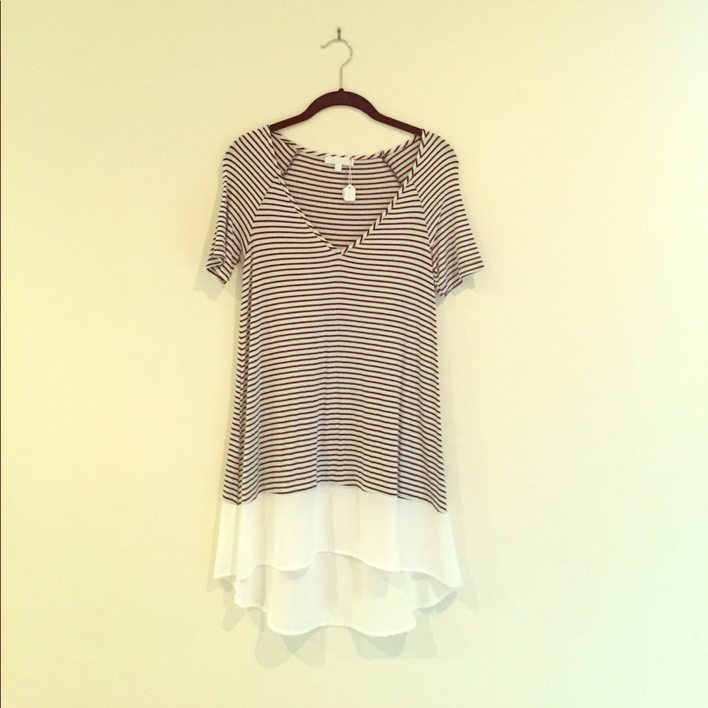 Glam striped tunic top, new with tags