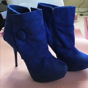 Wild Diva Blue Boot Heels