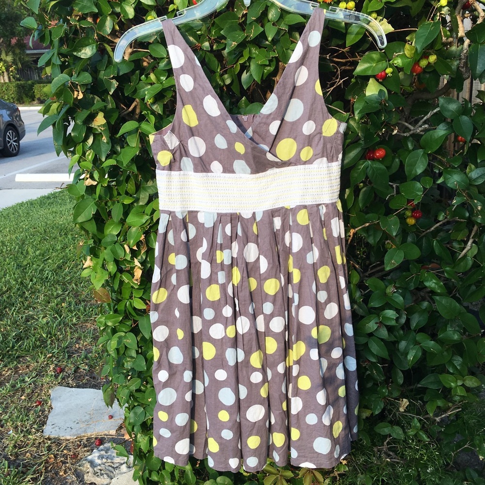 Summer yellow white dot Sun Dress