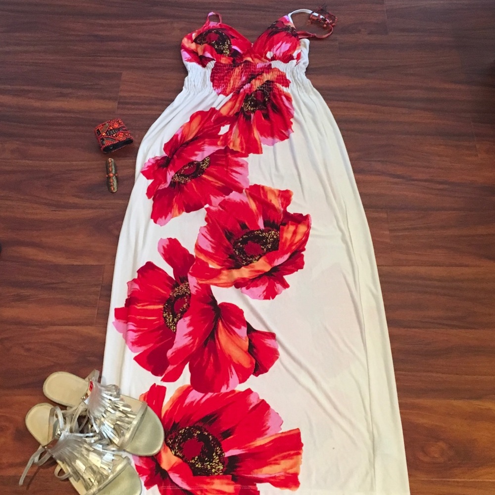 Cream and orange colored Maxi