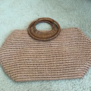 Tan straw handbag