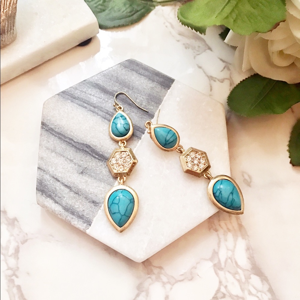 Beautiful ocean blue marble evening earrings $78