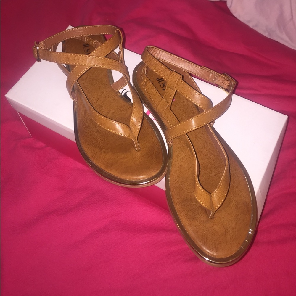JustFab Marshie Sandals in Cognac