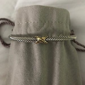 David Yurman 4mm X cable bracelet with gold