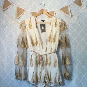Cream and Gold Romper
