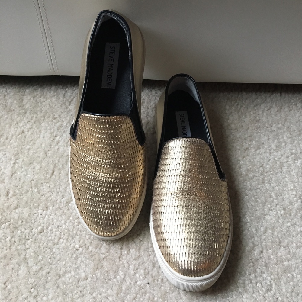 Metallic Gold Steve Madden Loafer