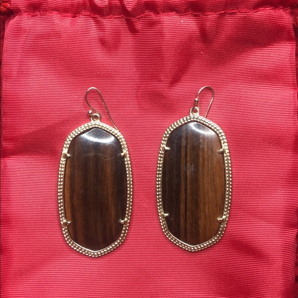 Gold Ebony Wood Kendra Scott Earrings