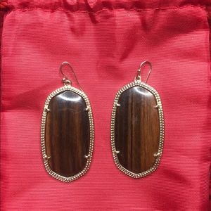 Gold Ebony Wood Kendra Scott Earrings