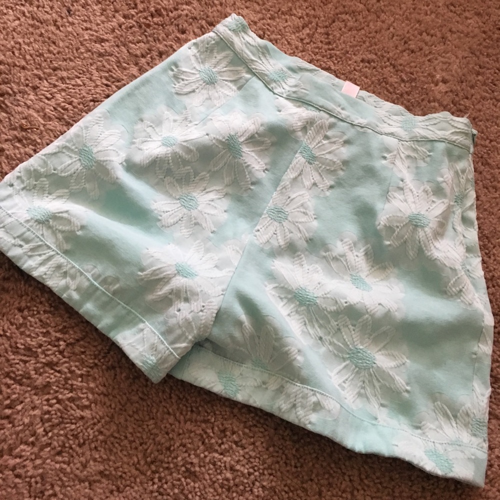 Light blue flower printed shorts