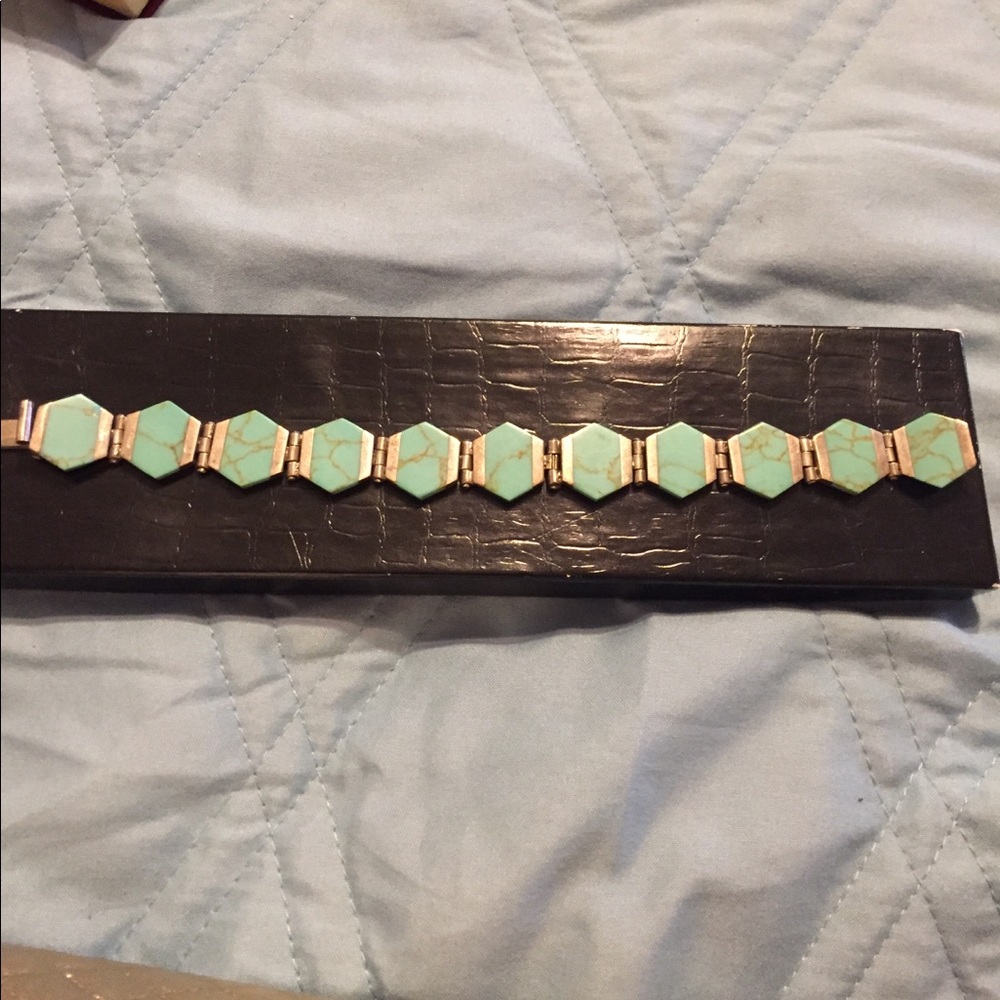 Turquoise tiles sterling silver bracelet