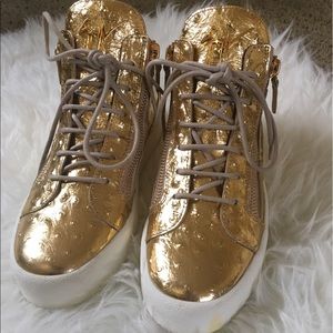 Giuseppe Zanotti gold high top sneakers