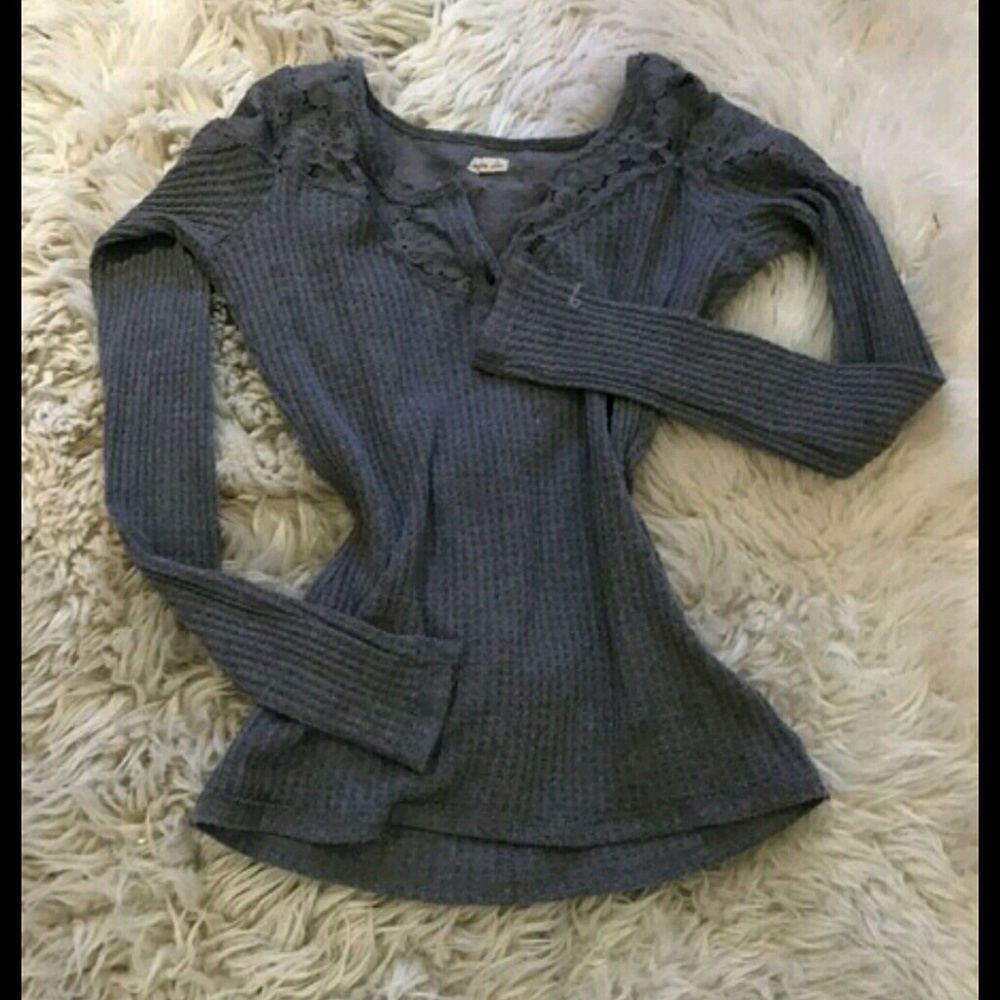 Hollister Lavender Lace Waffle Top