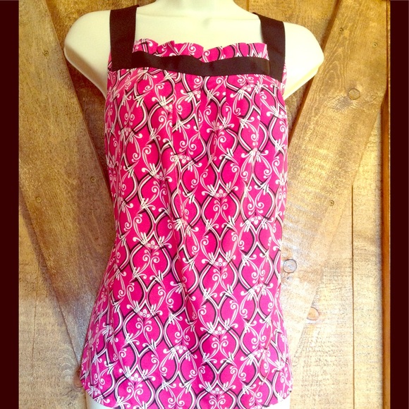LOFT Tops - 💕🎀💕PINK AND BLACK TOP WITH GROS GRAIN RIBBON