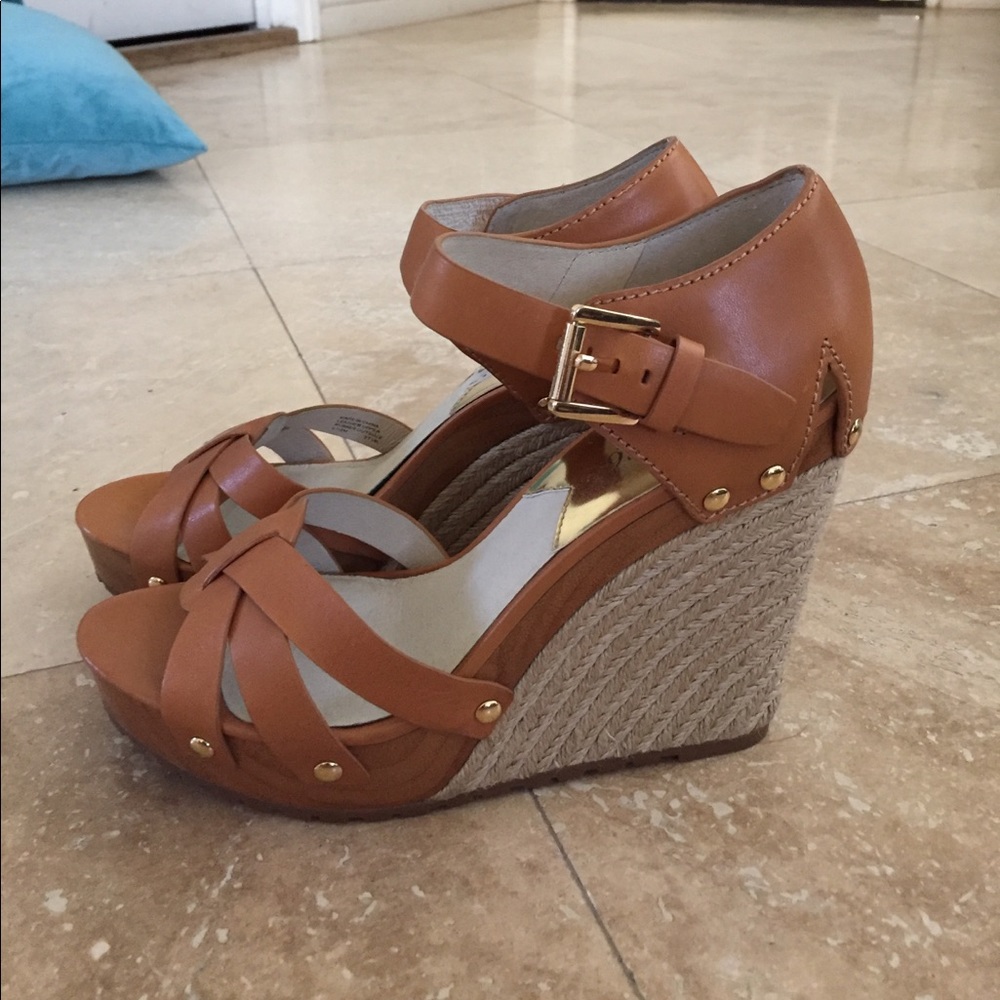 Brown Leather Michael Kors Sandal Wedges
