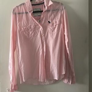 Abercrombie pink and white shirt