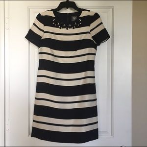 Navy and Cream Embellished Shift Dress