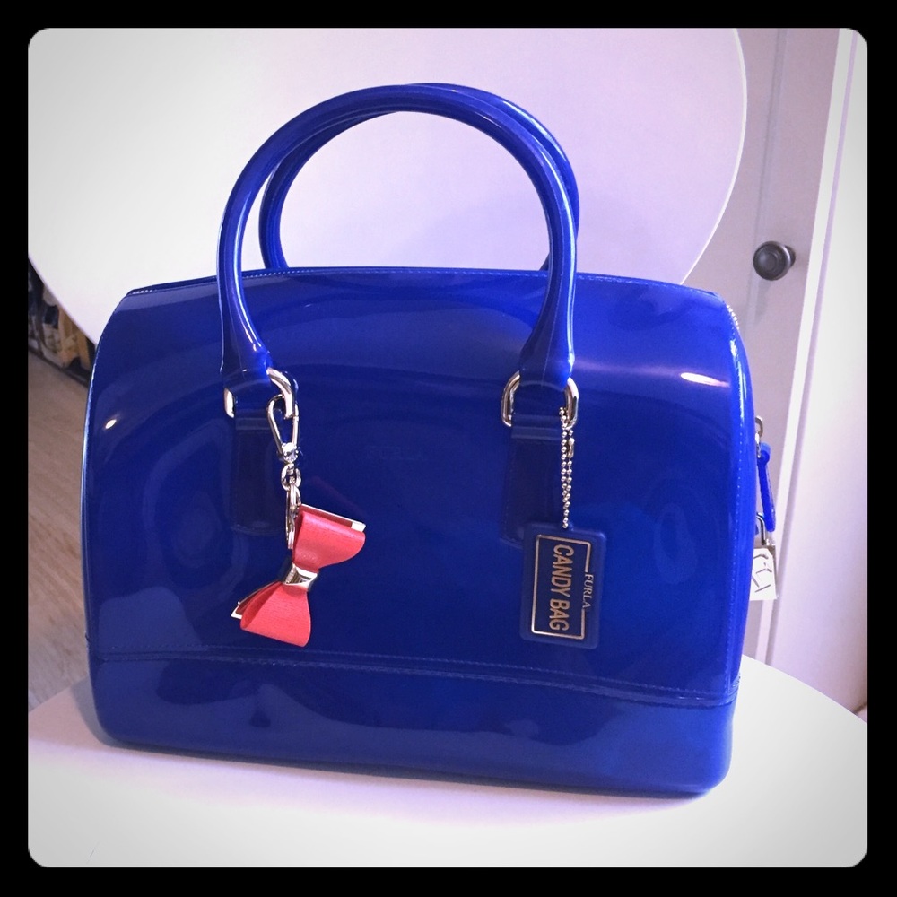 Never used blue Furla Candy Bag