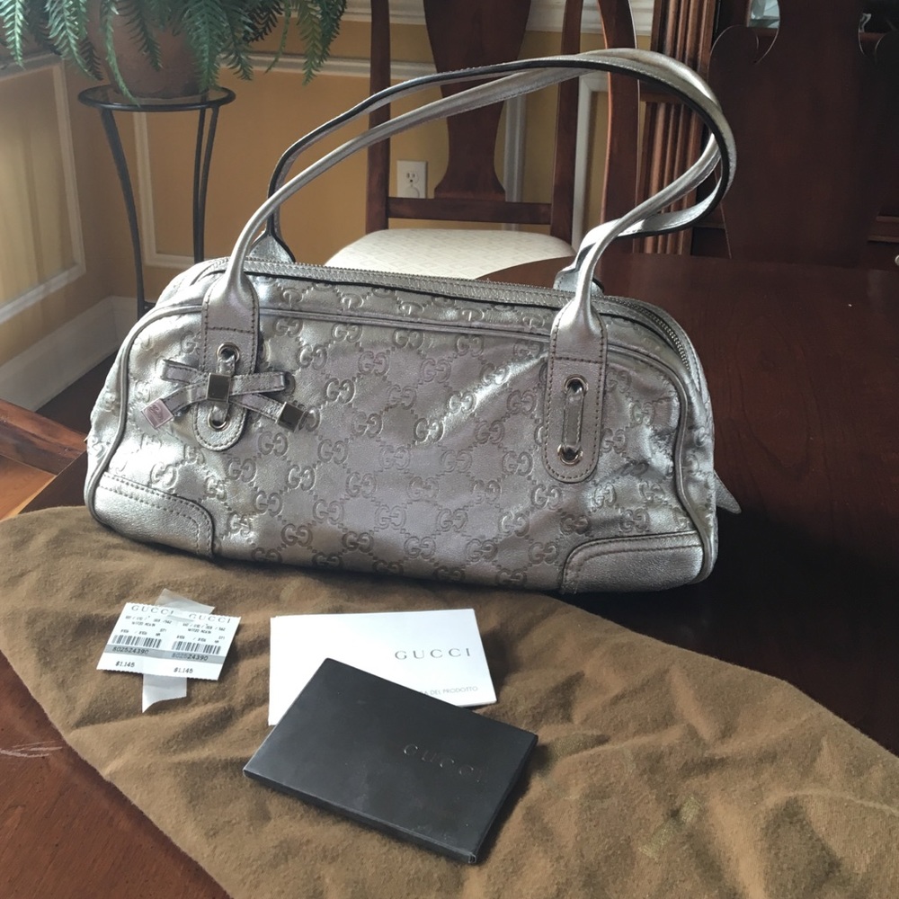 Authentic Gucci Silver Handbag