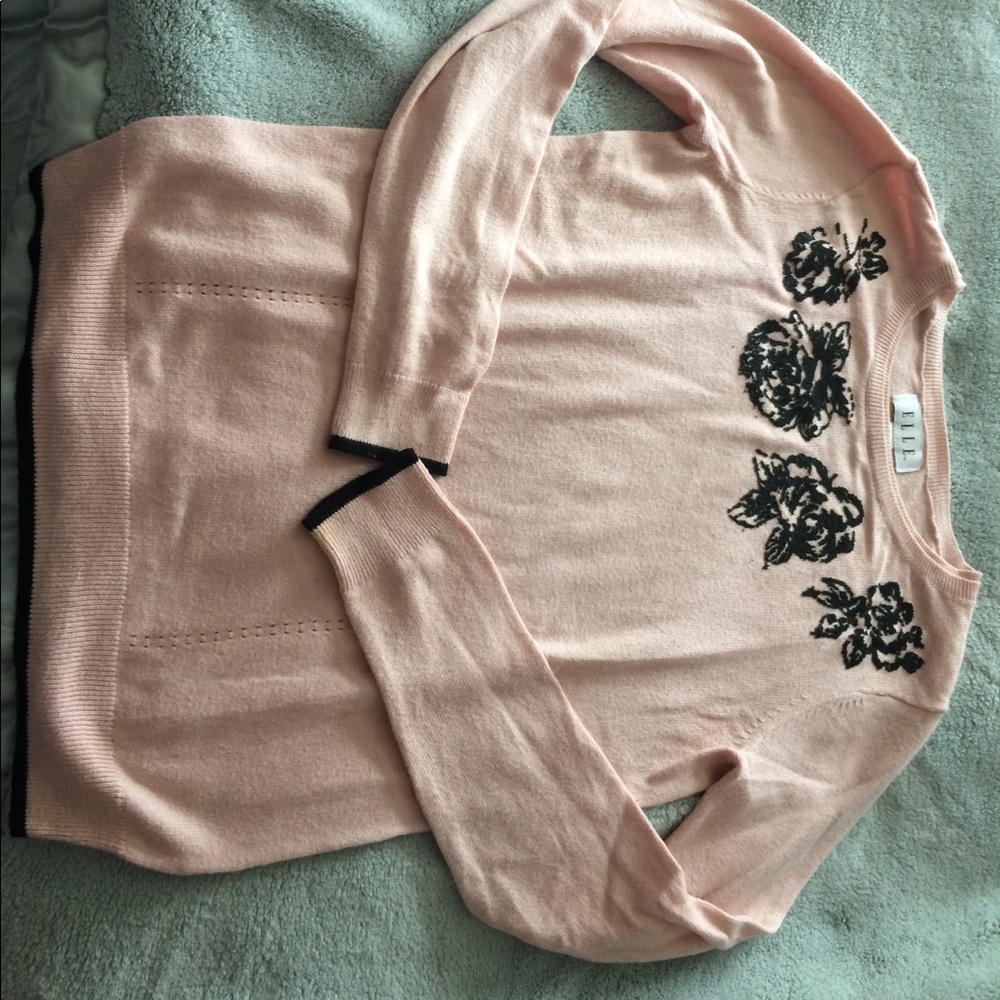 Elle Beaded Rose Sweater in petal pink