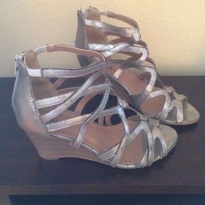Metallic Wedge Sandals