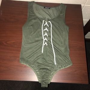 Lace Up Suede Body Suit