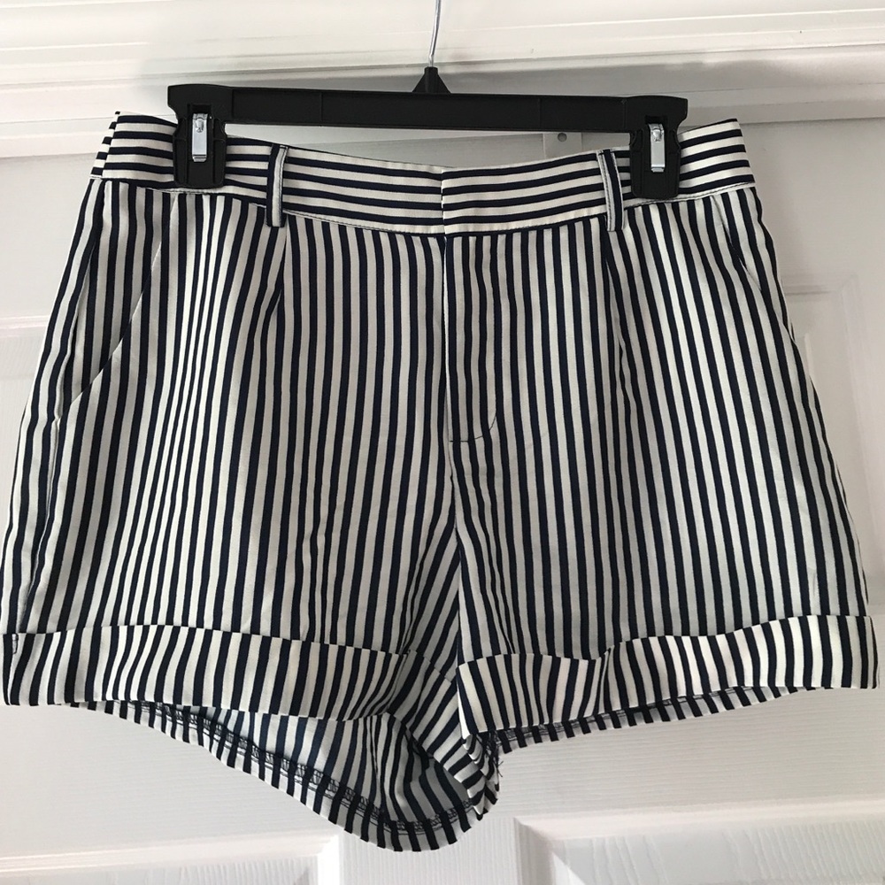 Navy and White High Waisted Shorts