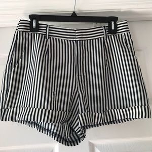 Navy and White High Waisted Shorts