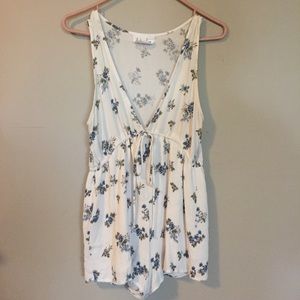 Deep V floral Romper
