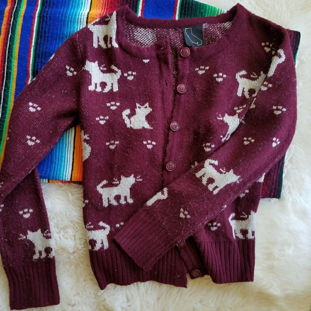 Maroon Kitty Cardigan
