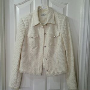 Cache fringe jacket w/rinestone buttons