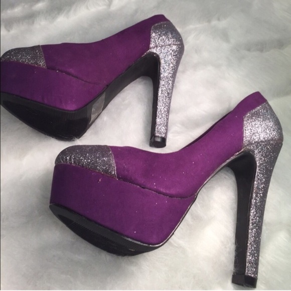 block heels purple