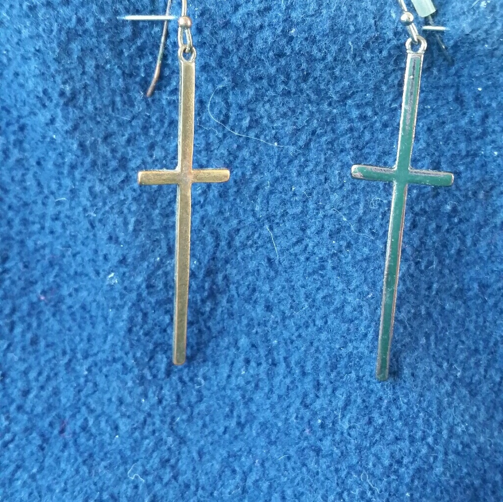 Brass cross earrings