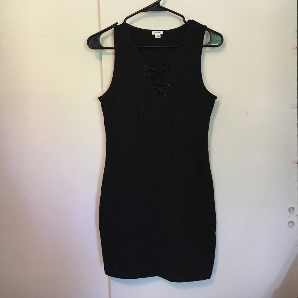Garage Bodycon Black Dress With Lace Detailing