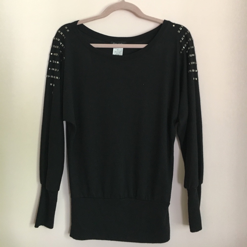 Black sweater with studded shoulders