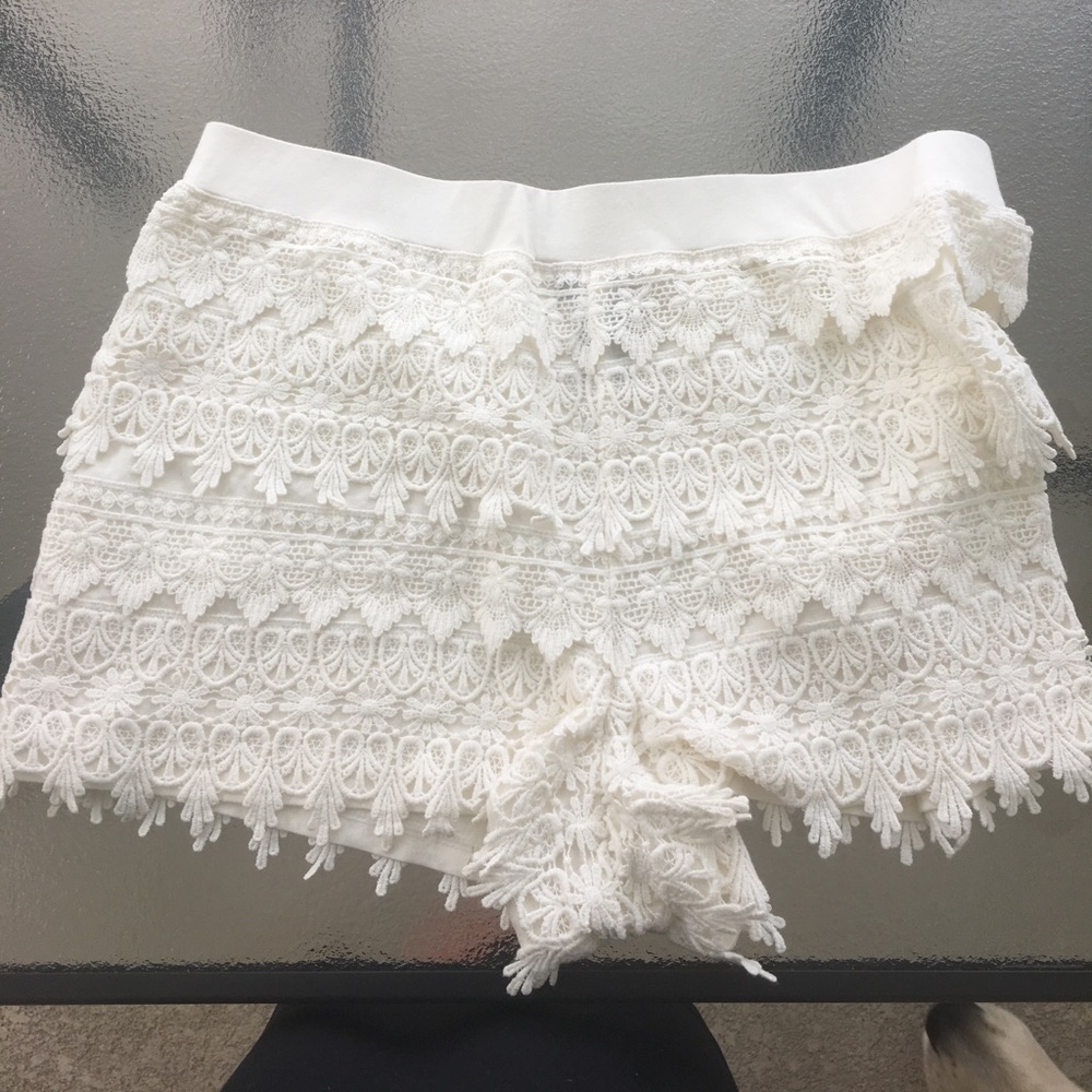 White crochet looking shorts