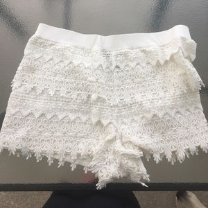 White crochet looking shorts