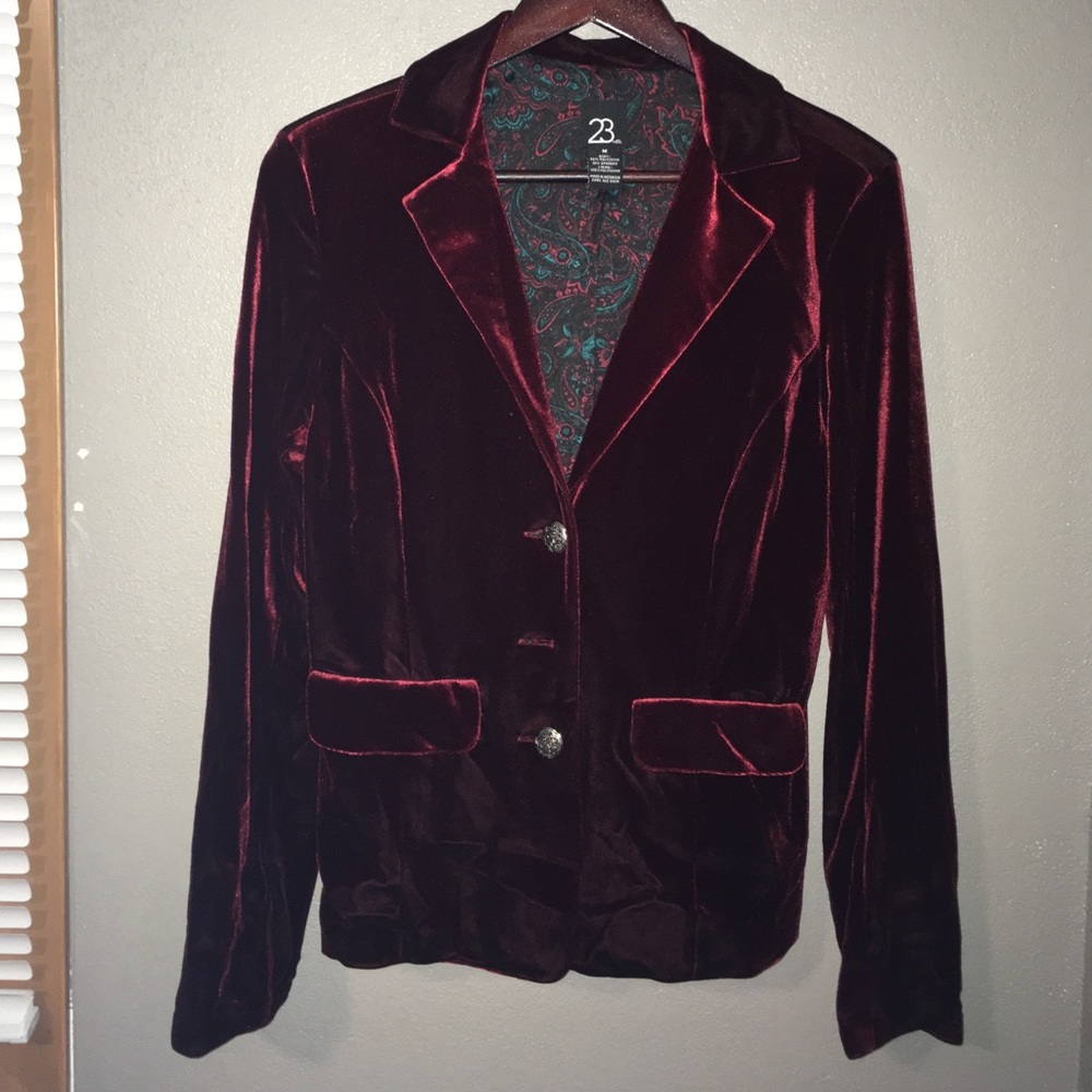 Burgundy Velvet Blazer