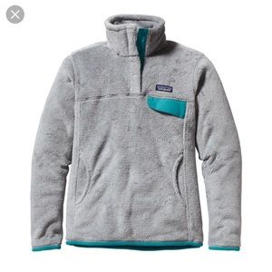 PATAGONIA re-tool snap pullover || teal & grey