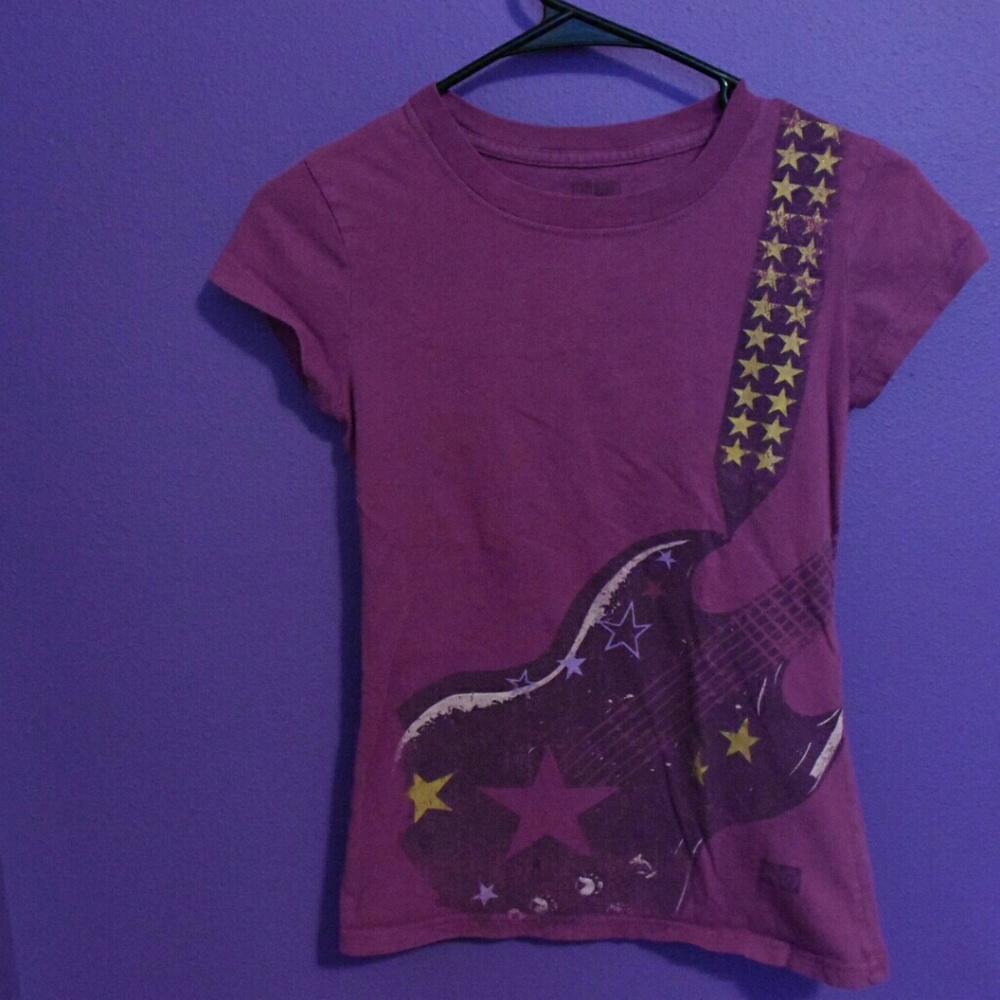 Purple guitar kids tee