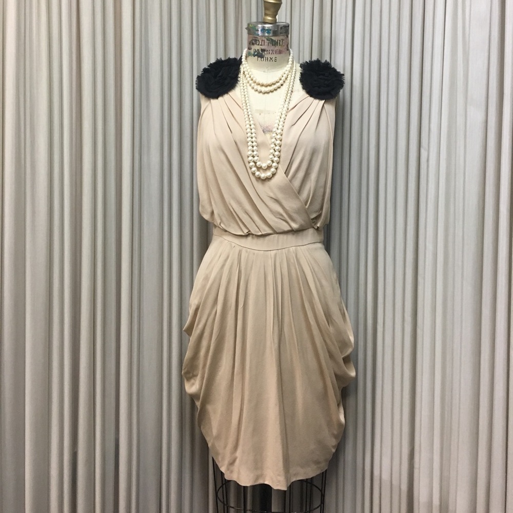 Beige and black dress