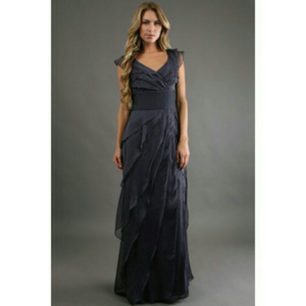 Adrianna Papell Grey Tiered Dress
