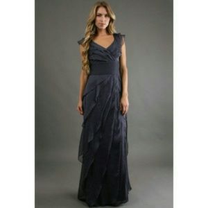 Adrianna Papell Grey Tiered Dress