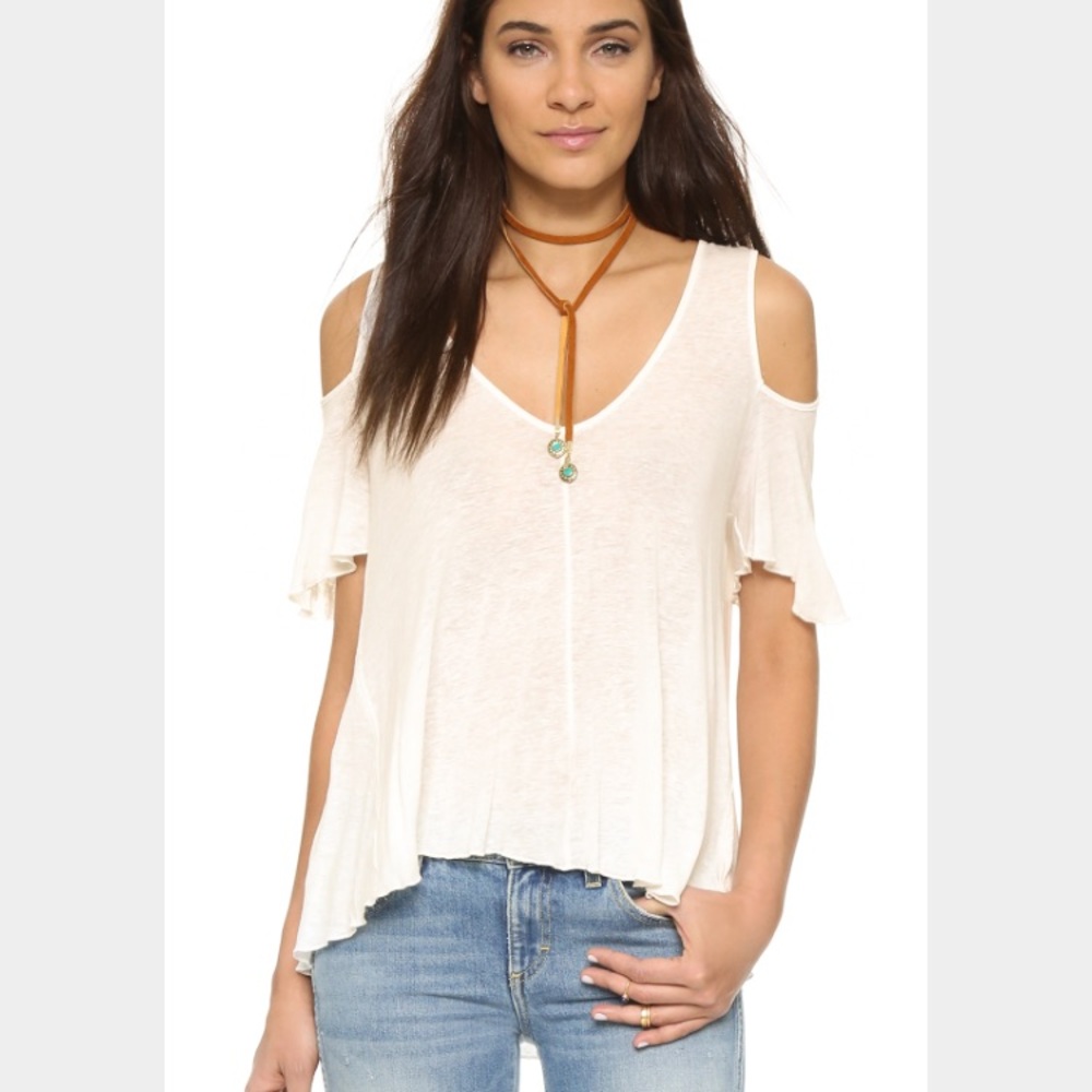 Free People Bittersweet High Low Cold Shoulder Top